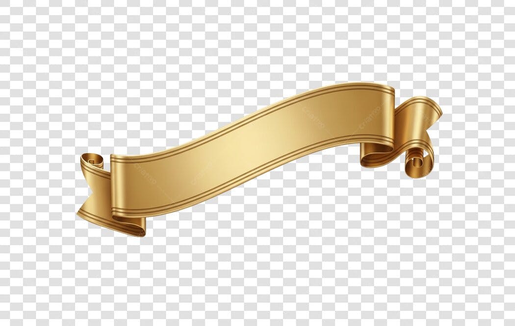 Faixa Dourada Elegante com Pontas Enroladas PNG com fundo transparente