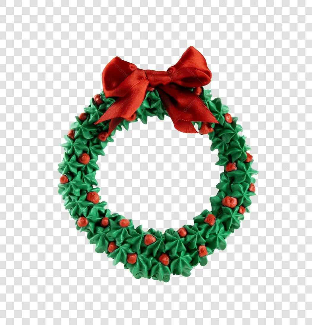 Guirlanda de Natal Verde e Vermelha com Laço PNG com fundo transparente