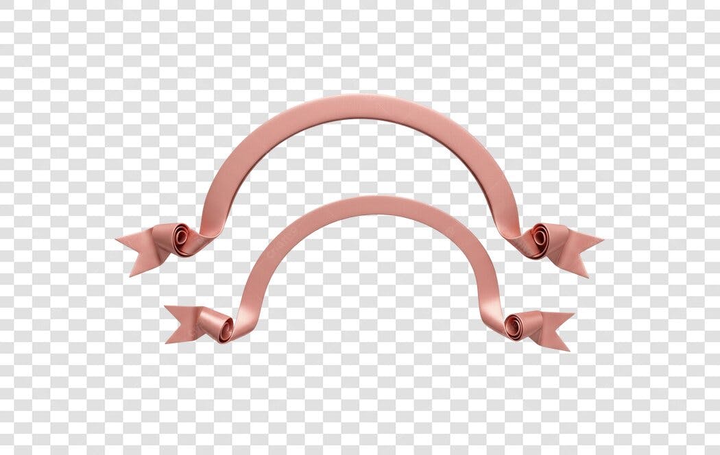 Set de Faixas Decorativas Rosa Salmão Arqueadas PNG com fundo transparente