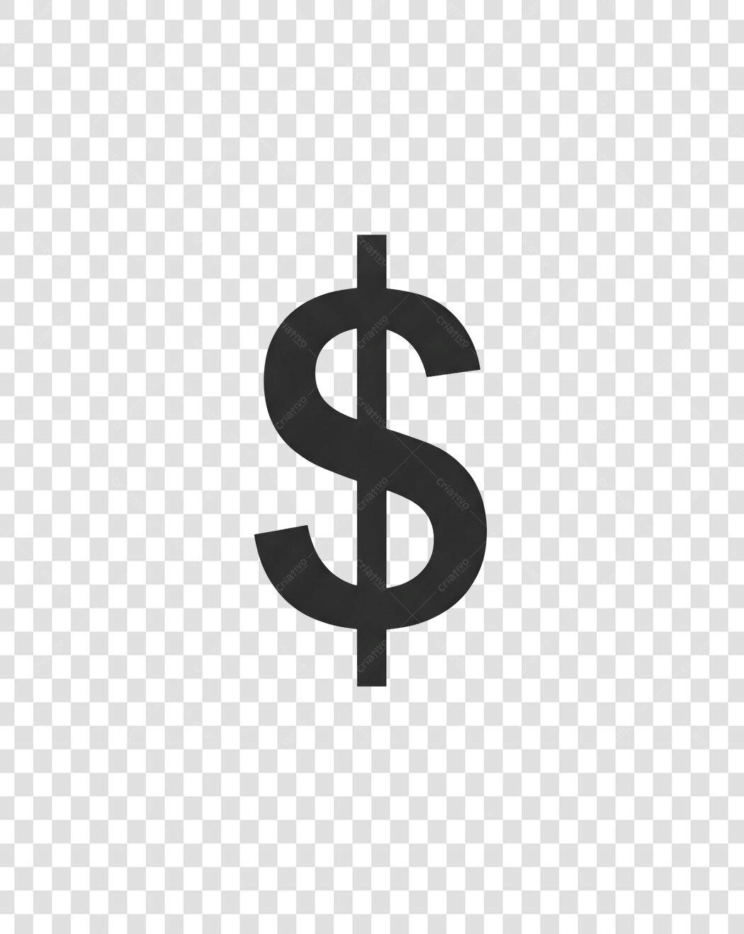 Icone Dólar Símbolo Financeiro Preto PNG com fundo transparente