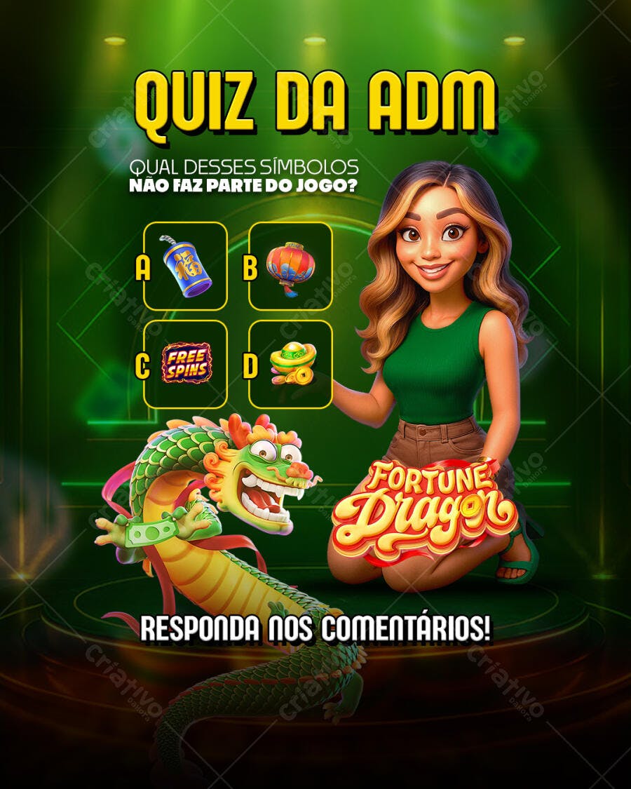 Flyer Quiz da ADM Fortune Dragon PSD Editável