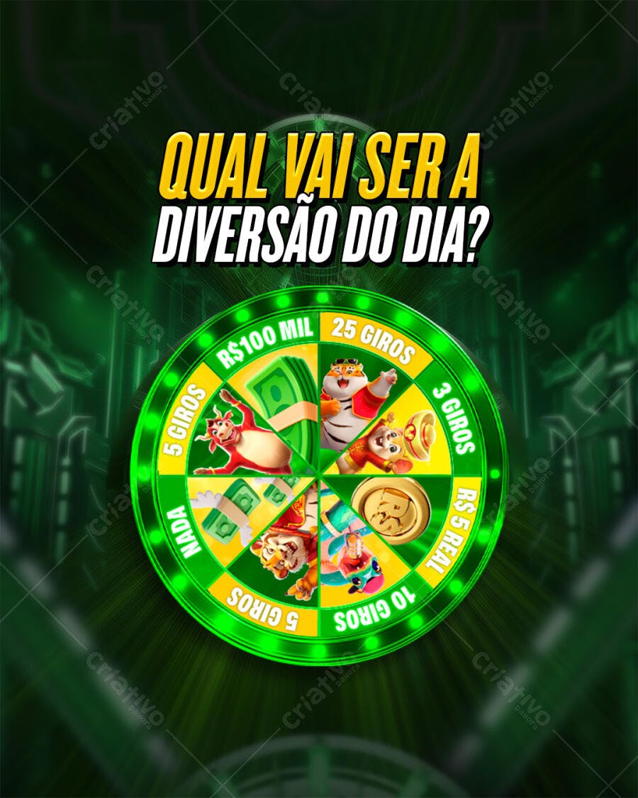 Flyer para Sorteio Roda de Prêmios Qual a Diversão do Dia PSD Editável