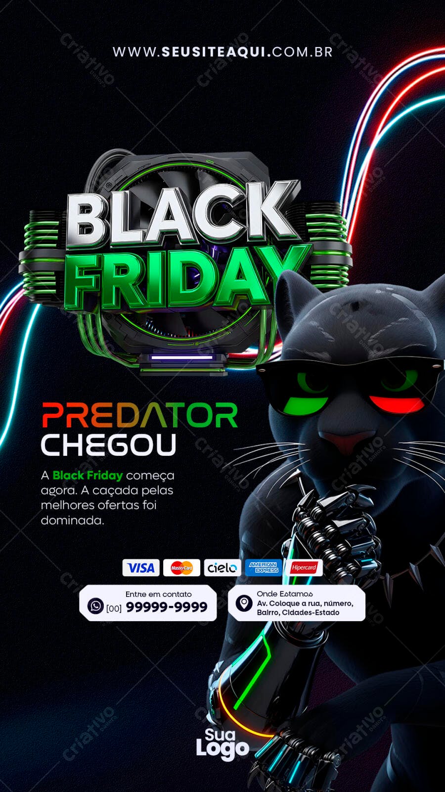 Flyer Digital para Black Friday Predator PSD Editável