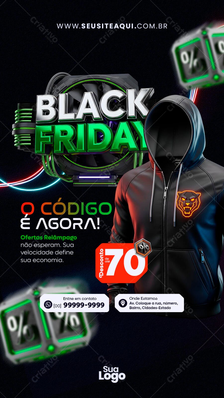 Flyer Black Friday Moda e Tecnologia PSD Editável