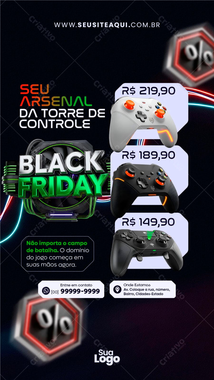 Flyer de Ofertas Black Friday para Controles de Game Psd Editável