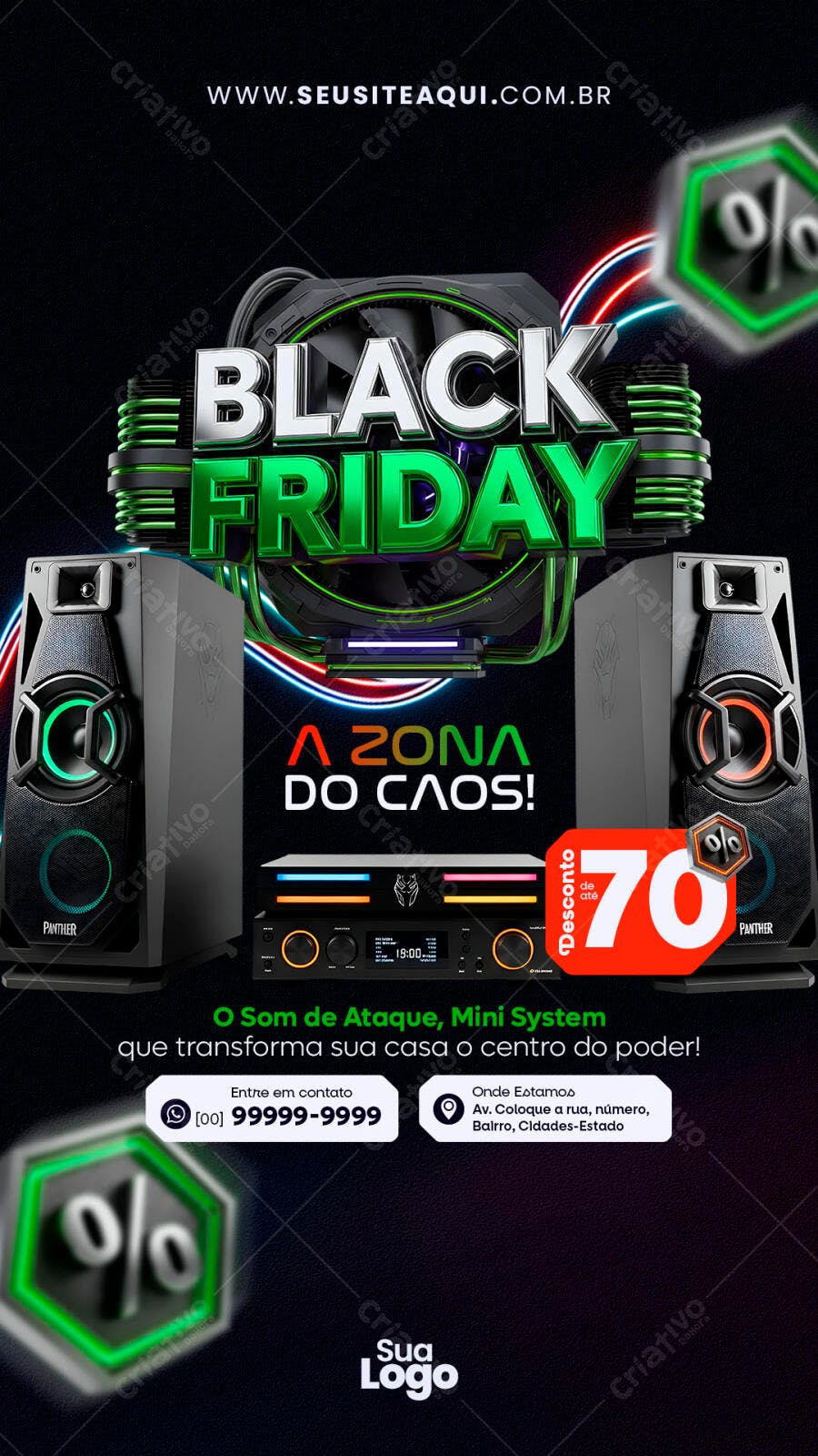 Flyer Black Friday Mini System de Áudio PSD Editável