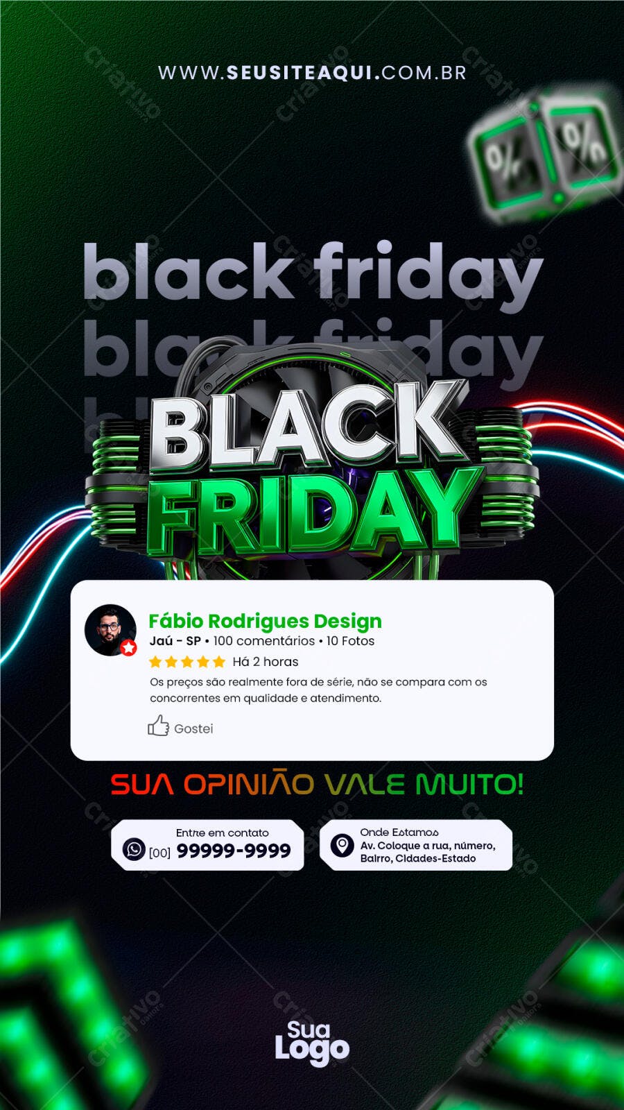 Post para Redes Sociais Black Friday com Avaliação Cliente PSD Editável