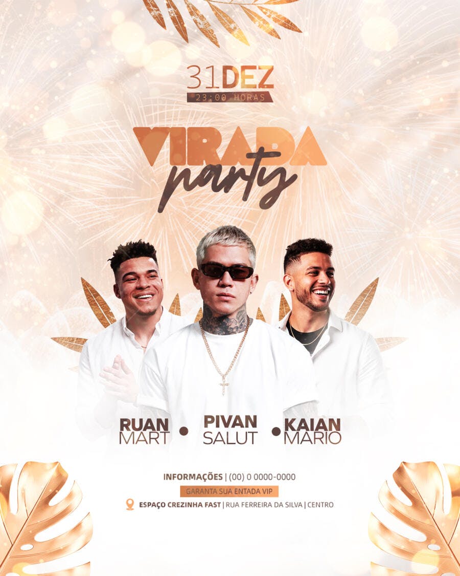 Flyer Festa Virada 31 Dezembro PSD Editável