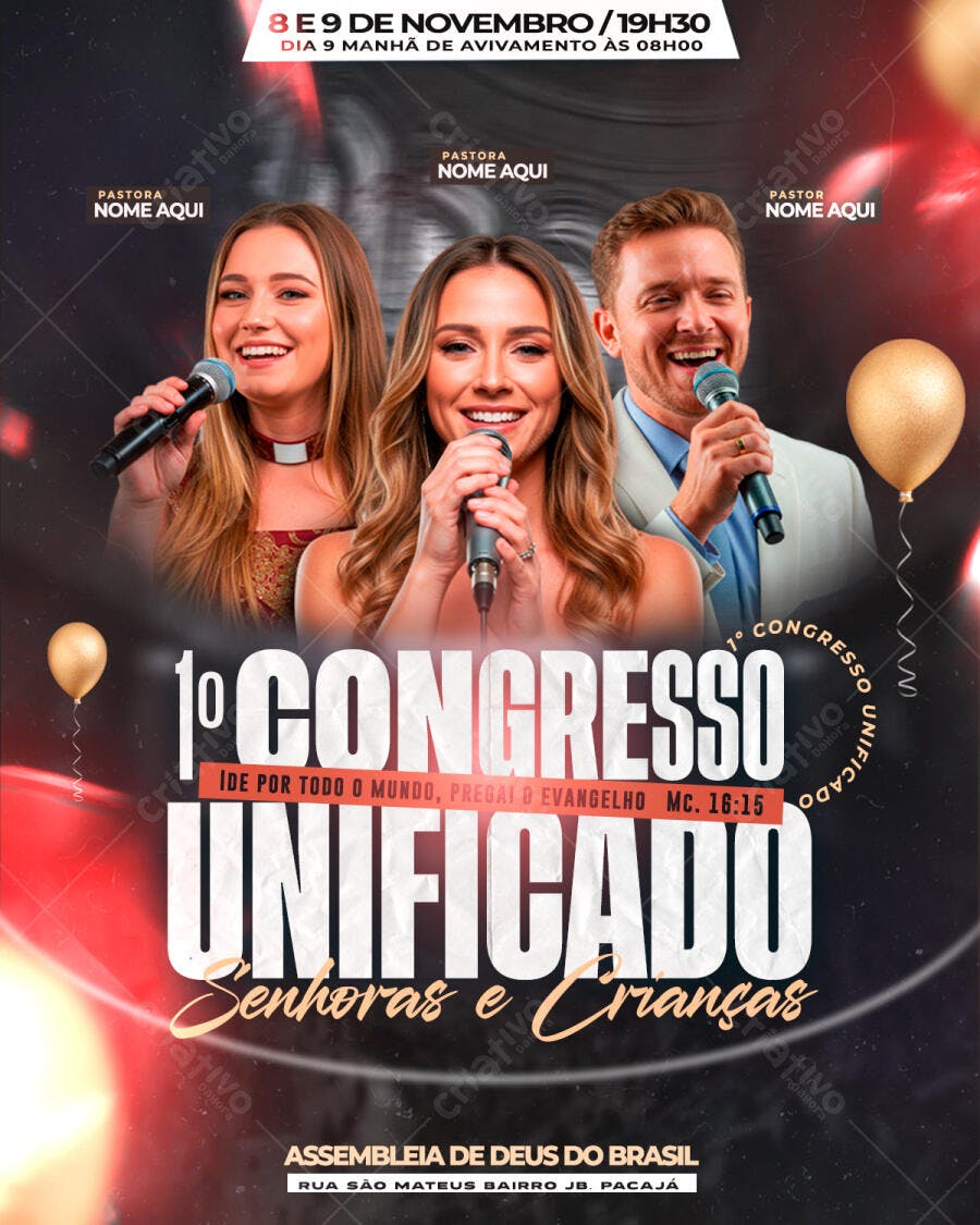 Flyer Congresso Unificado de Senhoras e Crianças PSD Editável