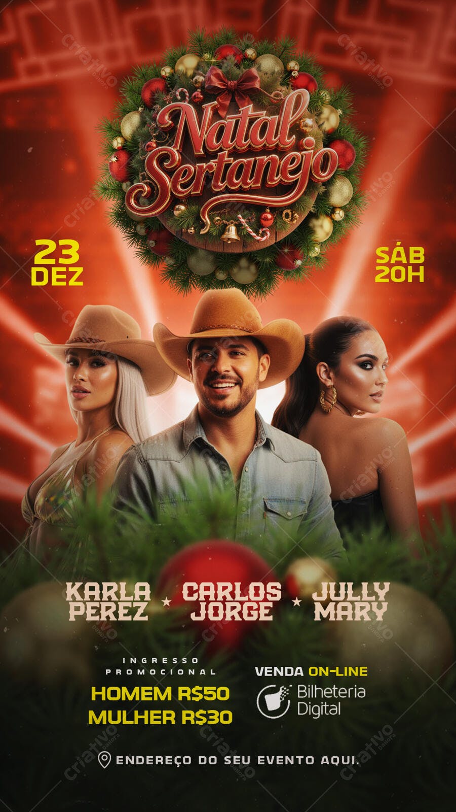 Flyer Natal Sertanejo com Artistas Country PSD Editável