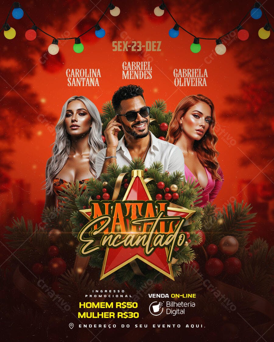 Flyer para Festa Natal Encantado PSD Editável