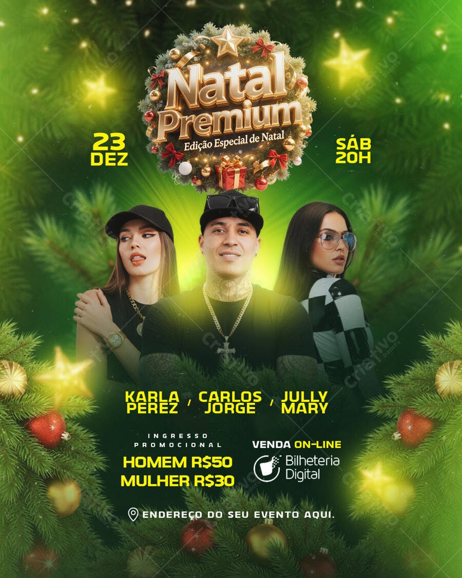 Flyer Festa Natal Premium DJs e Artistas PSD Editável