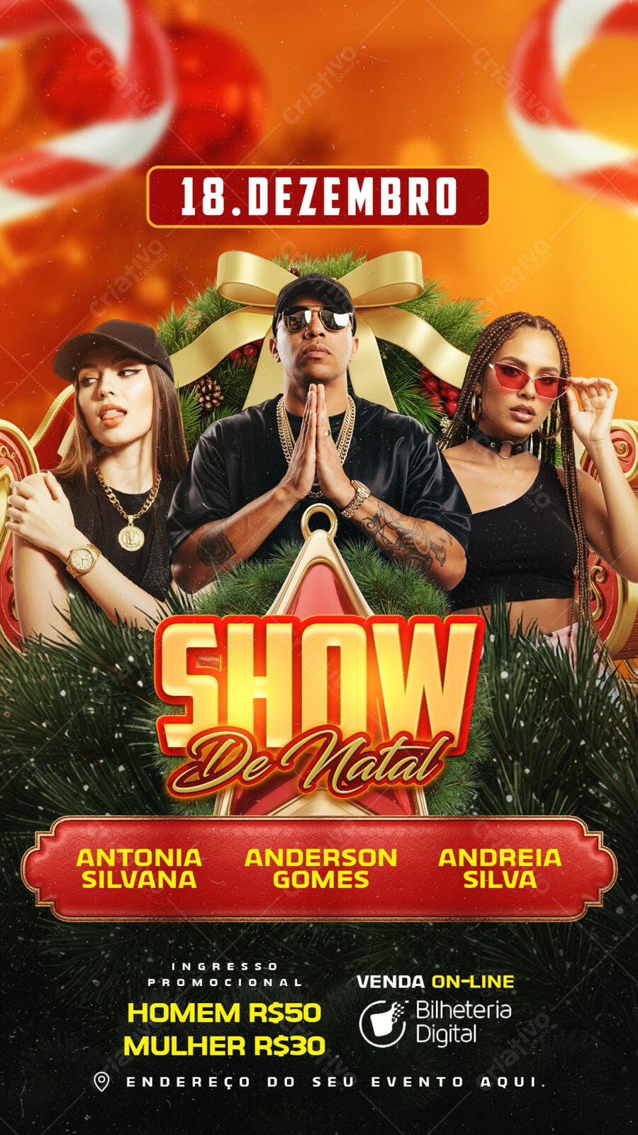 Flyer Show de Natal Urbano PSD Editável