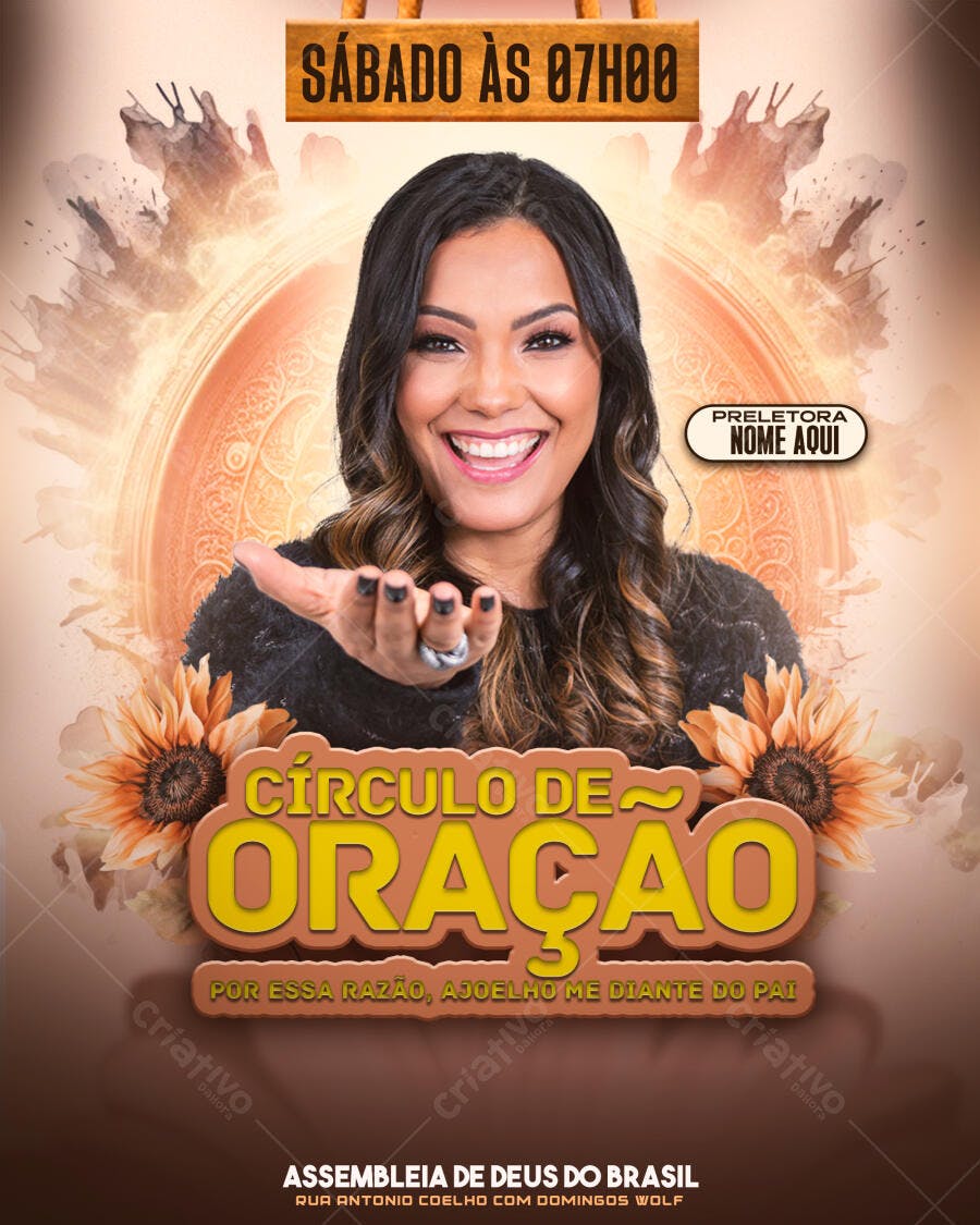 Flyer Igreja Círculo de Oração com Preletora PSD Editável
