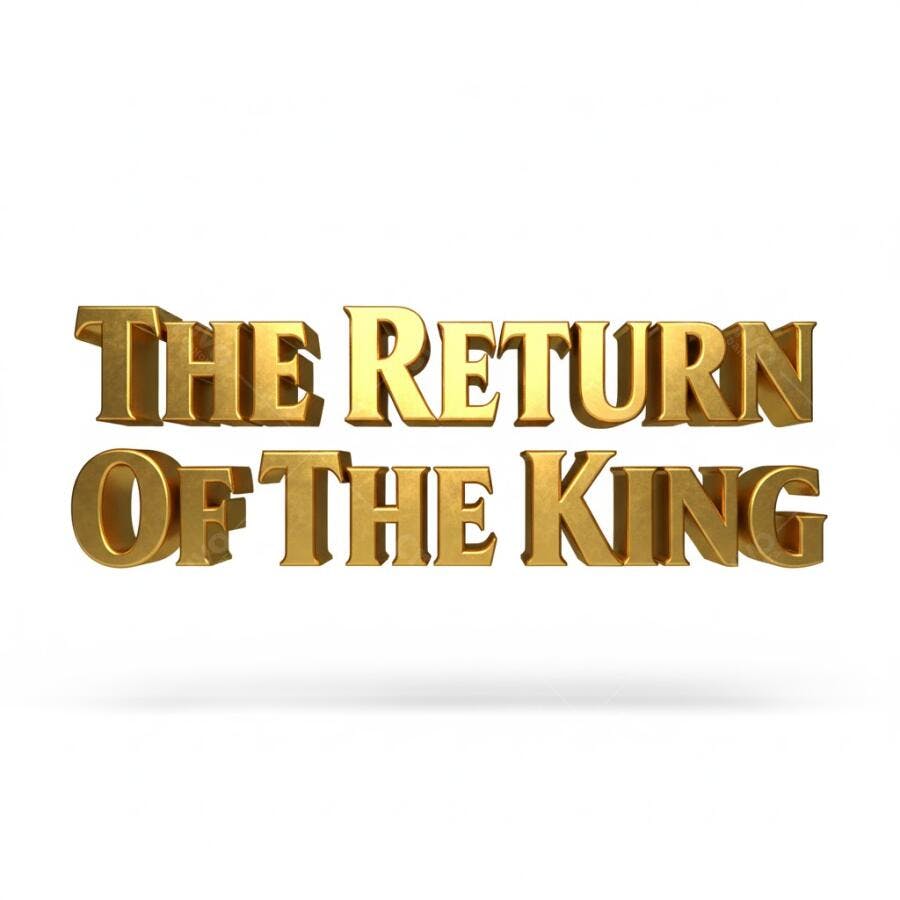 Texto 3D dourado The Return of the King em fundo branco