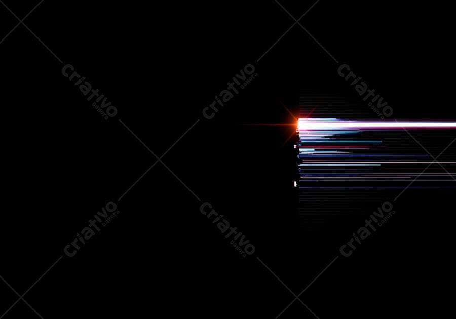 Feixe de luz vibrante com efeito glitch digital em fundo escuro