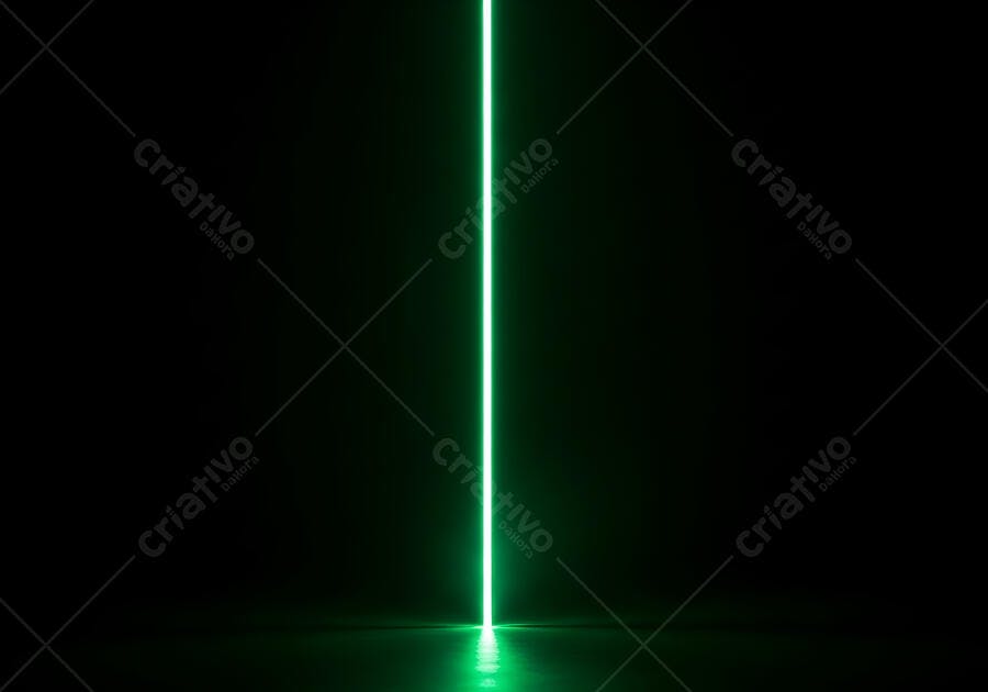Luz neon verde brilhante em fundo escuro abstrato