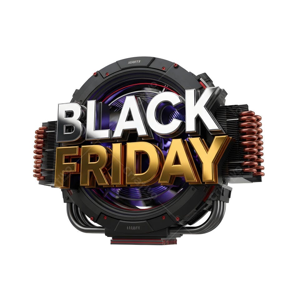 Black Friday letras 3D metálicas douradas e prateadas design tecnológico moderno