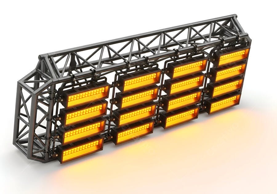 Painel de luzes LED âmbar em treliça metálica equipamento de palco