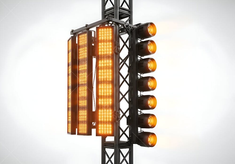 Professional stage lighting rig with bright LEDs and spotlights | Fotos ...