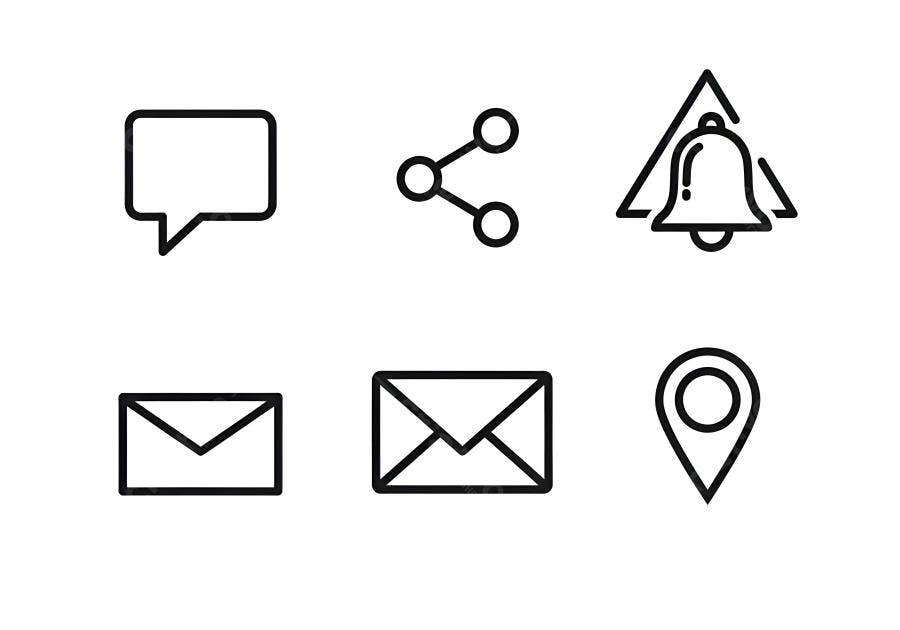 Ícones digitais de comunicação compartilhamento notificação e localização
