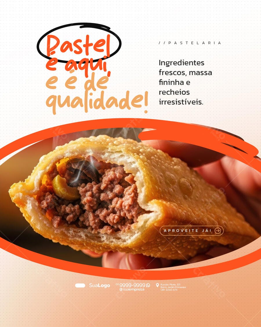 Flyer para Promoção de Pastel de Carne com Azeitona PSD Editável