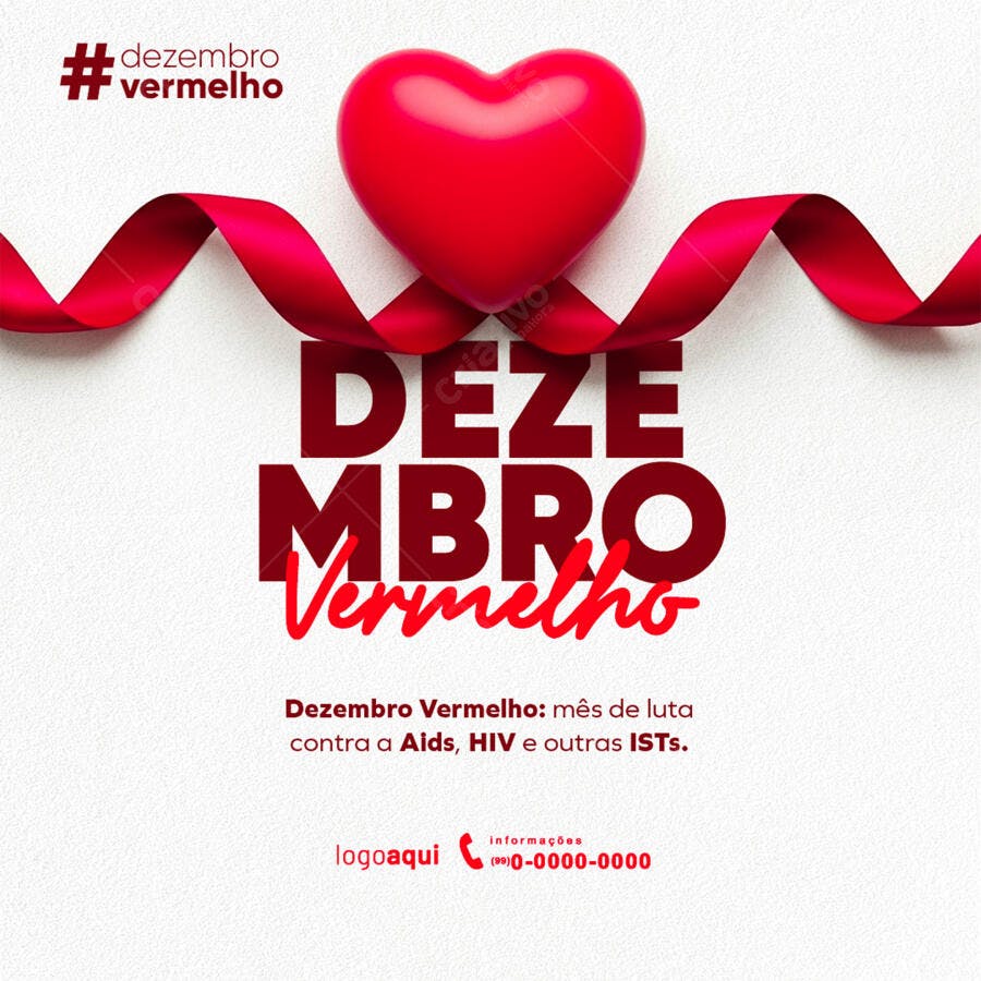 Flyer Dezembro Vermelho HIV Aids PSD Editável