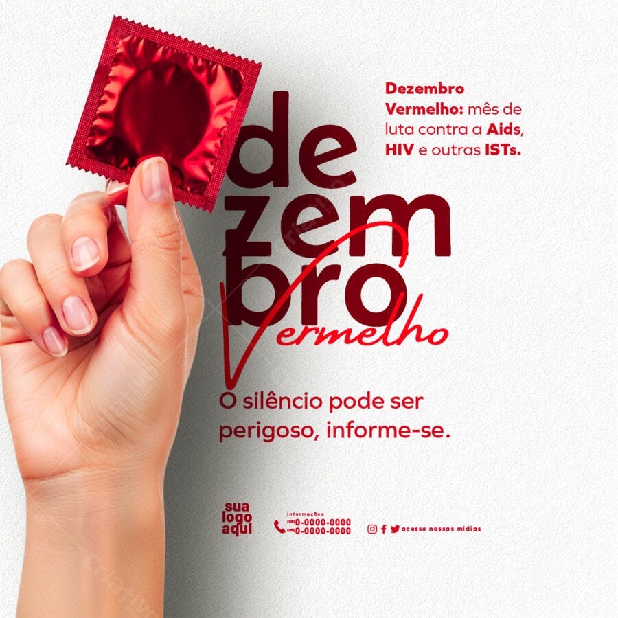 Post para Redes Sociais Dezembro Vermelho Conscientização PSD Editável