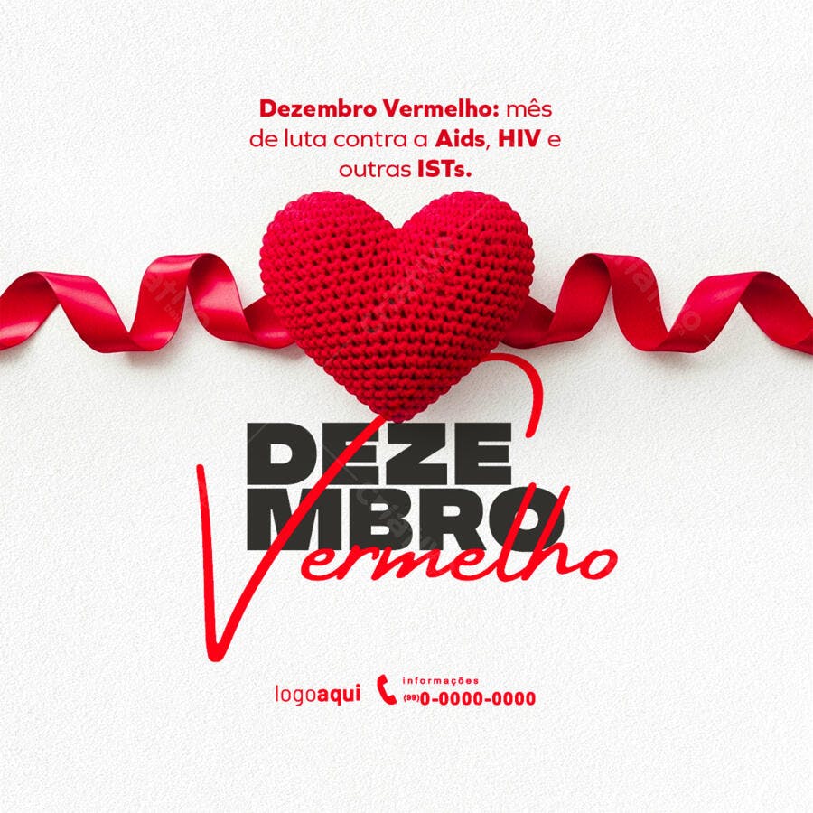 Flyer para Campanha Dezembro Vermelho HIV Aids PSD Editável