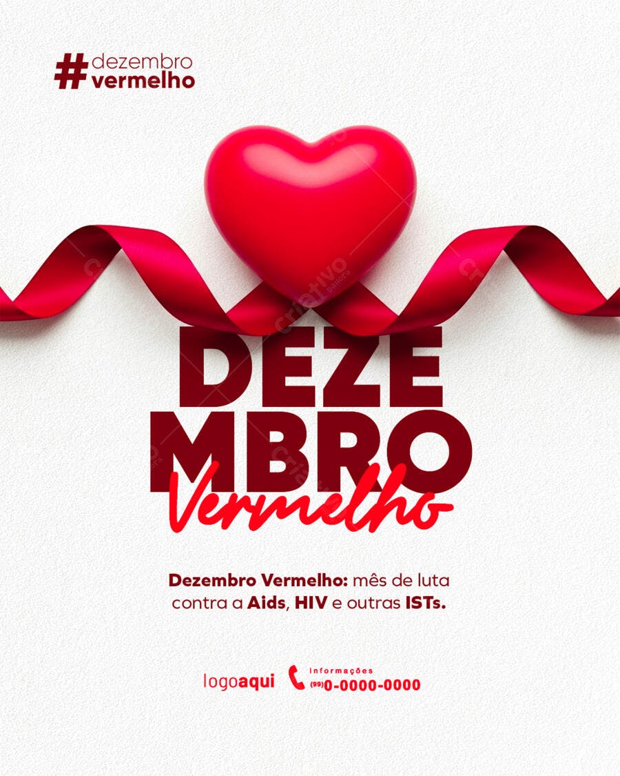 Flyer de Conscientização para Dezembro Vermelho PSD Editável