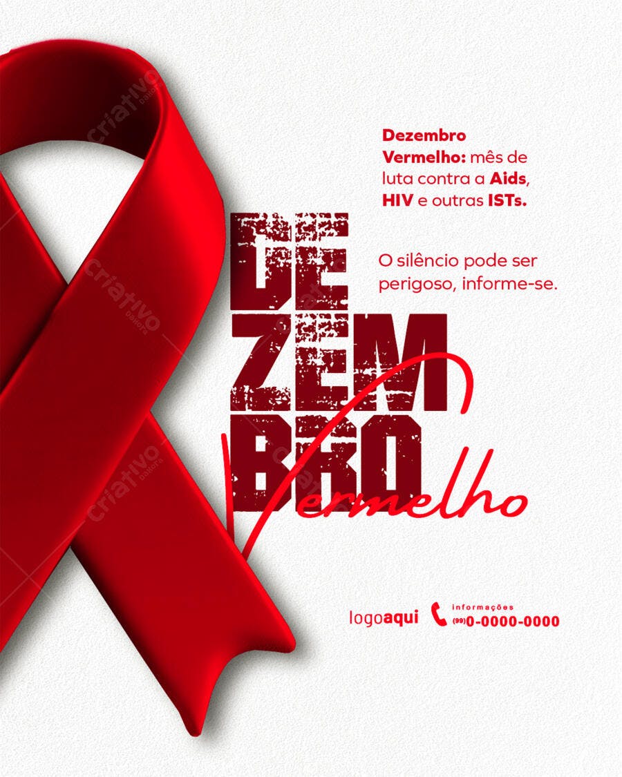 Flyer para Dezembro Vermelho Mês da Luta contra Aids PSD Editável