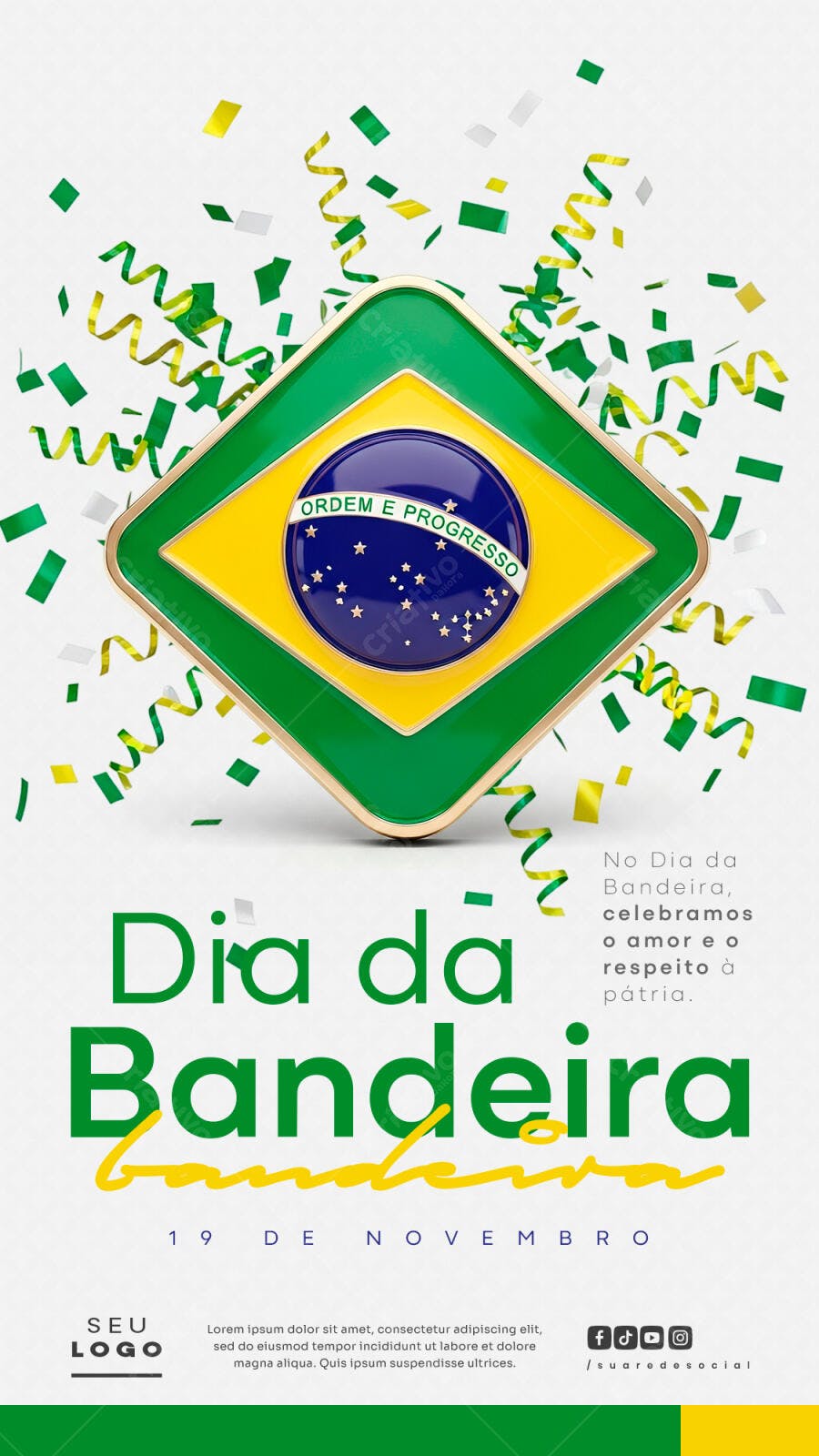 Post para Dia da Bandeira 19 de Novembro PSD Editável
