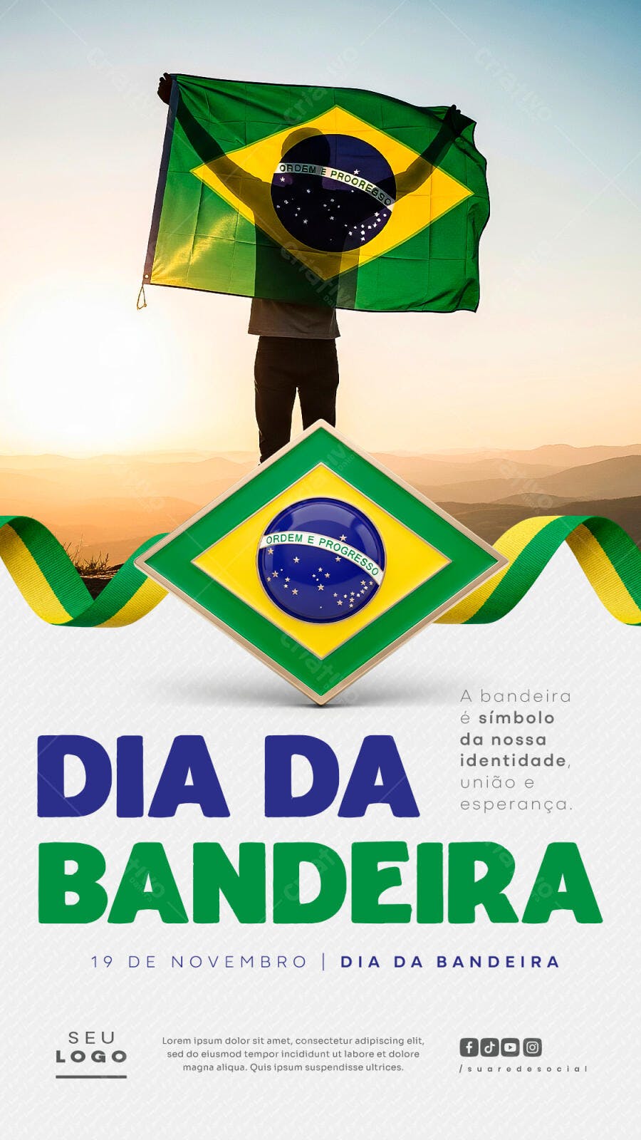 Flyer Dia da Bandeira Brasil PSD Editável