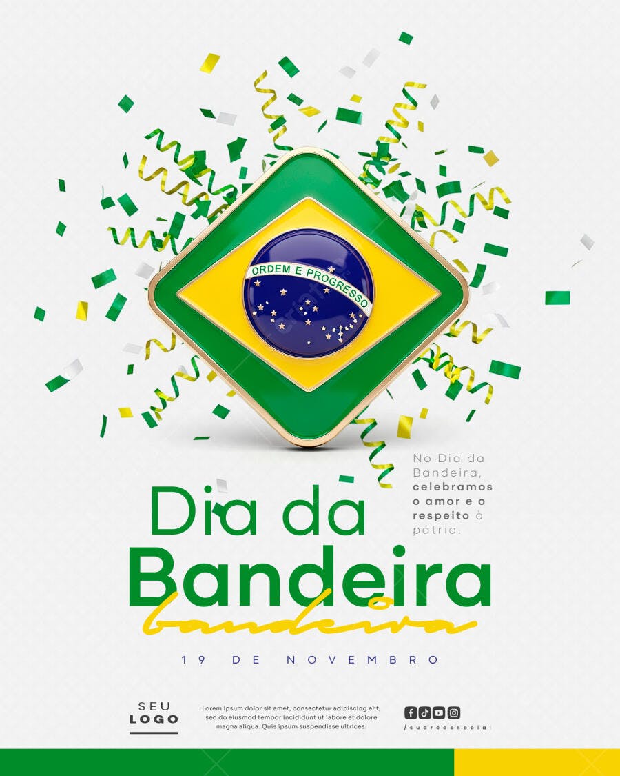 Flyer Dia da Bandeira 19 de Novembro PSD Editável