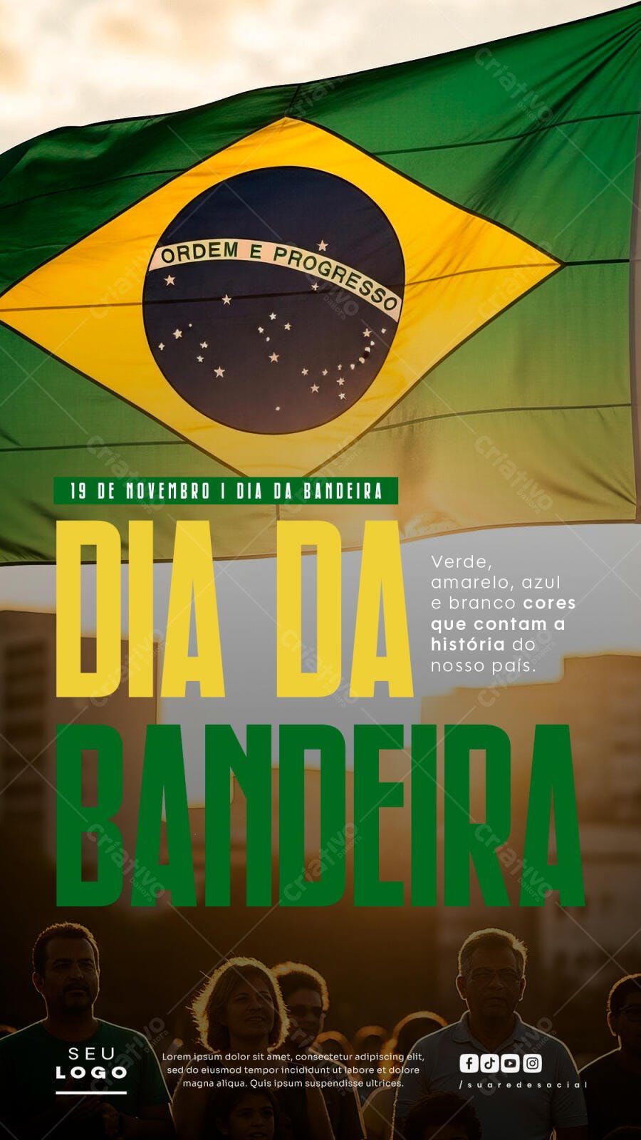 Post para Redes Sociais para Dia da Bandeira PSD Editável