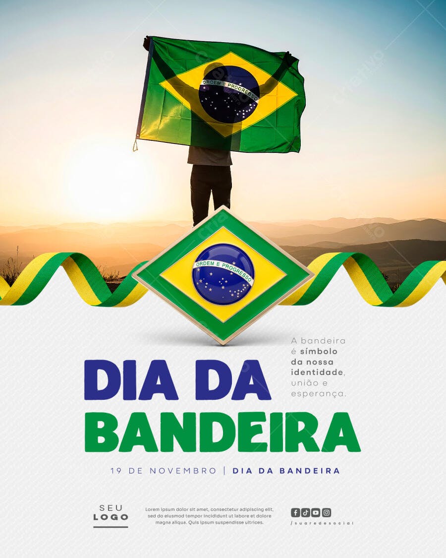 Flyer para Dia da Bandeira do Brasil PSD Editável