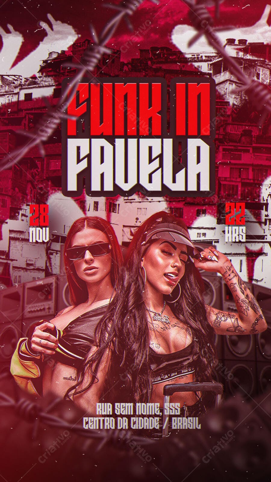 Flyer para Festa Funk In Favela Urbano PSD Editável