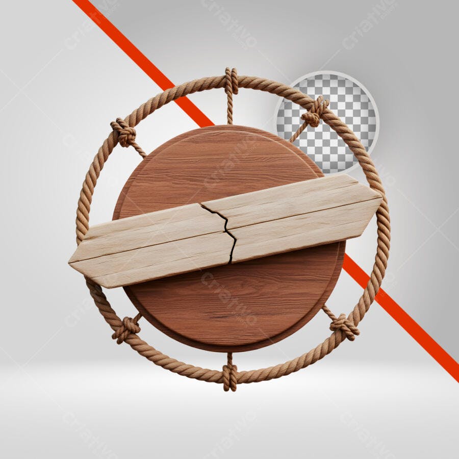Placa de Madeira Rústica com Corda e Seta PNG com fundo transparente