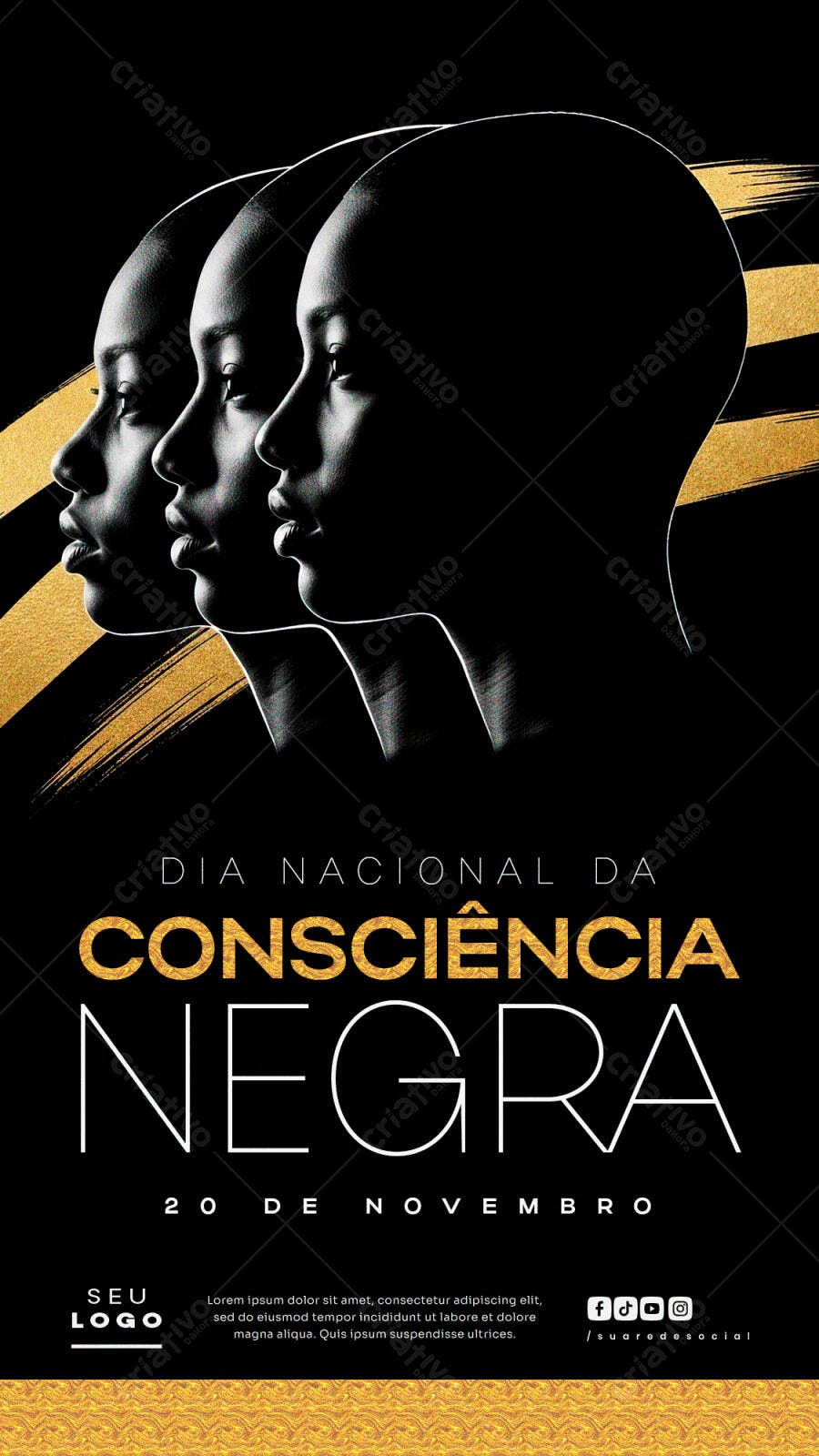 Flyer para o Dia Nacional da Consciência Negra PSD Editável