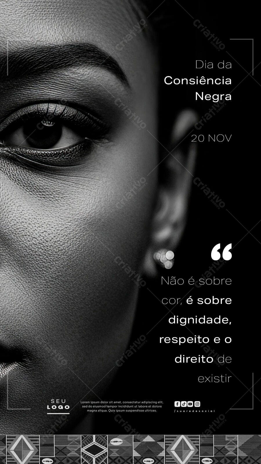 Post para Redes Sociais Dia da Consciência Negra PSD Editável