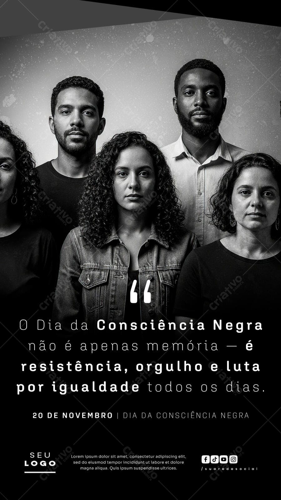 Flyer Dia da Consciência Negra Resistência e Luta PSD Editável