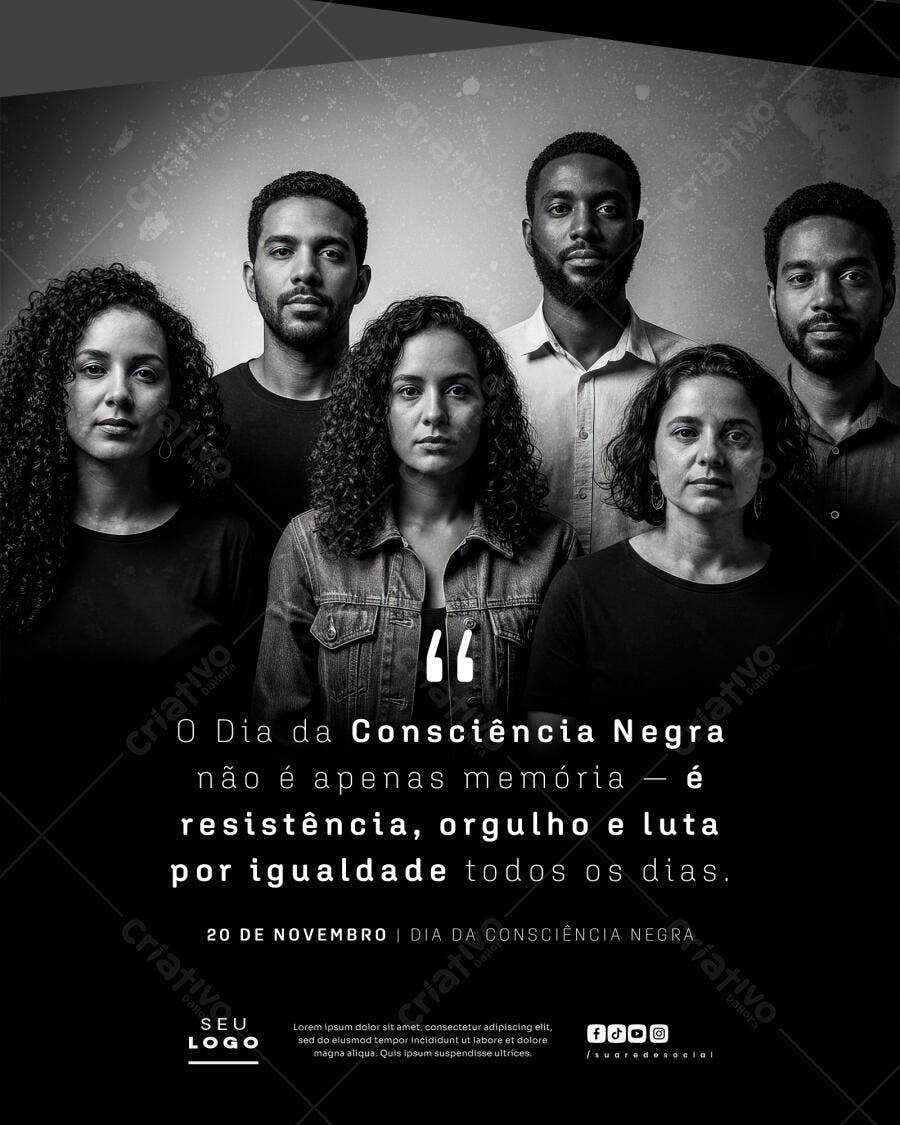 Flyer Dia da Consciência Negra 20 de Novembro PSD Editável