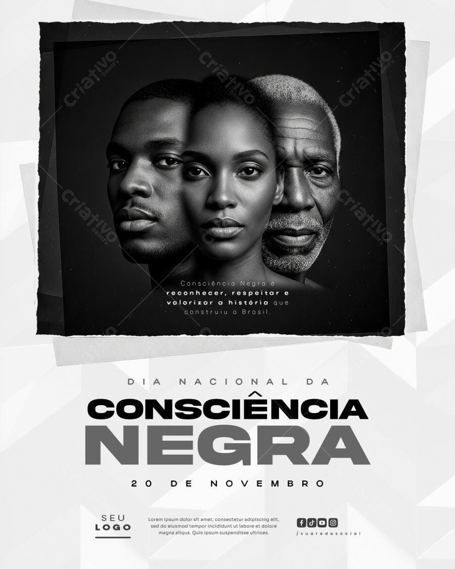 Flyer Dia Nacional da Consciência Negra 20 de Novembro PSD Editável