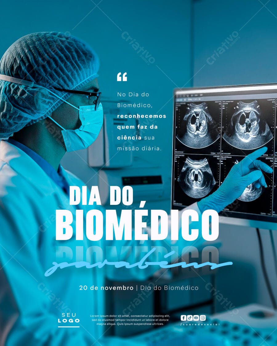 Flyer Dia do Biomédico Profissional da Saúde PSD Editável