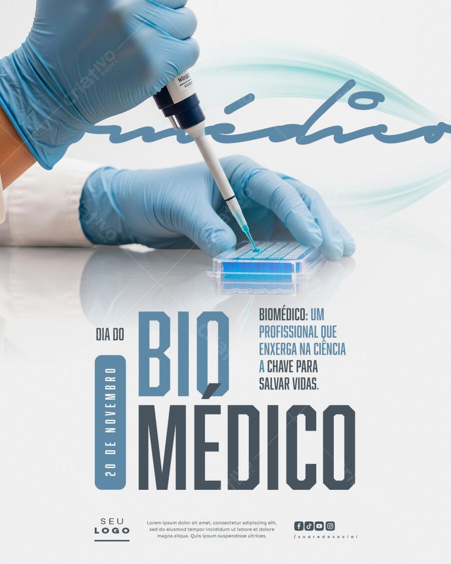Flyer Dia do Biomédico 20 de Novembro PSD Editável