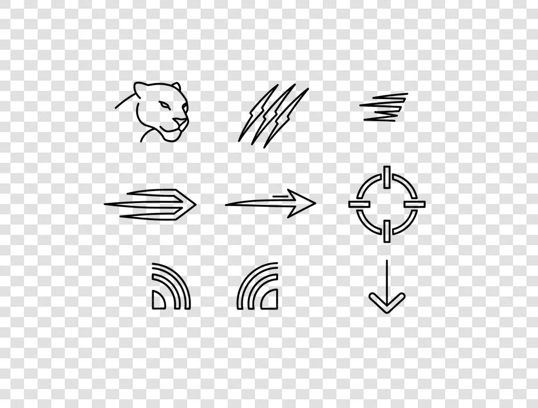 Icones de Velocidade Força e Direção Pantera Raio Alvo PNG com fundo transparente