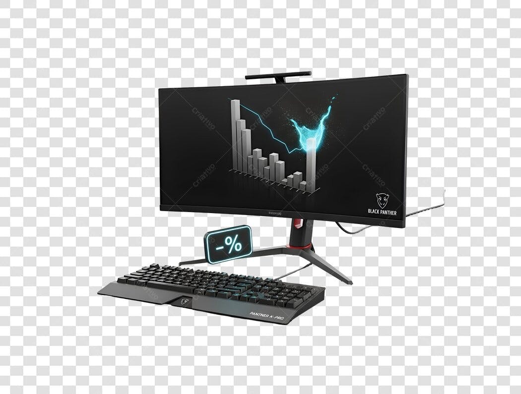 Gráfico de Marketing Monitor Gamer Teclado Desconto Visualização Dados PNG com fundo transparente