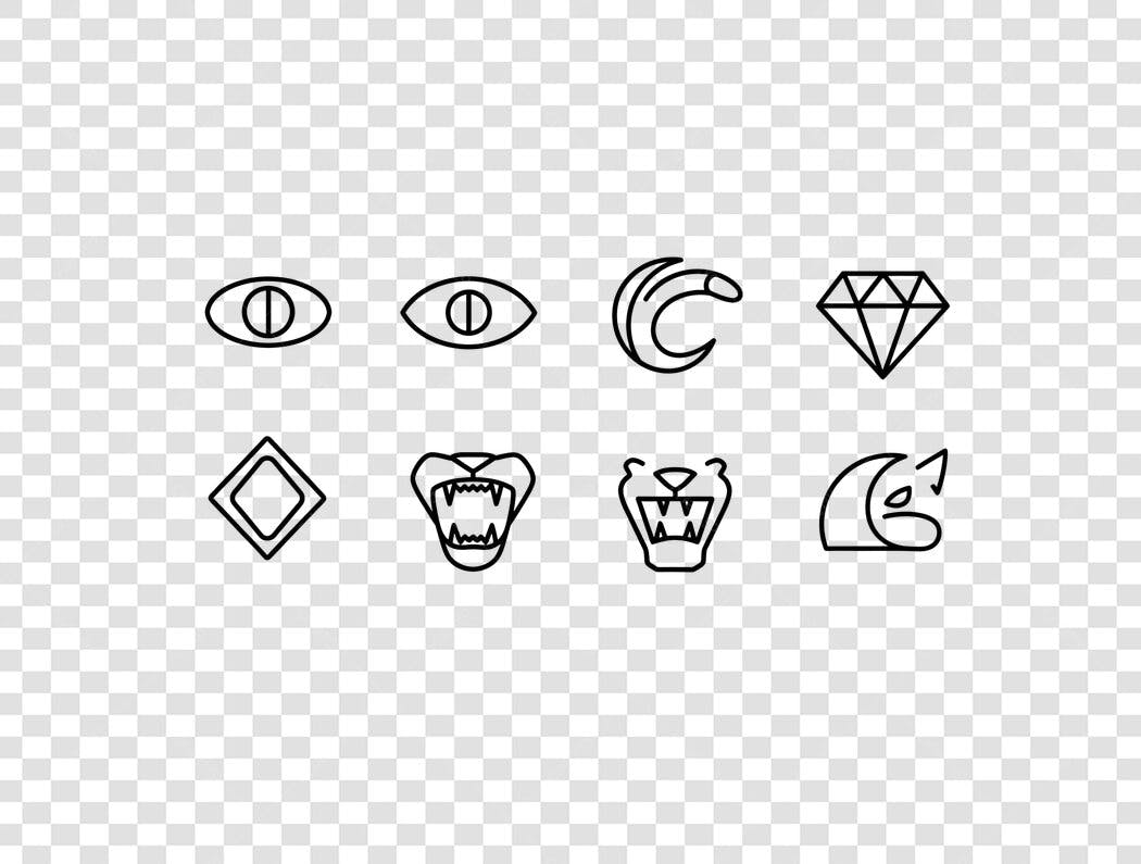 Ícones Minimalistas Olhos Lua Diamante Feline Místico PNG com fundo transparente