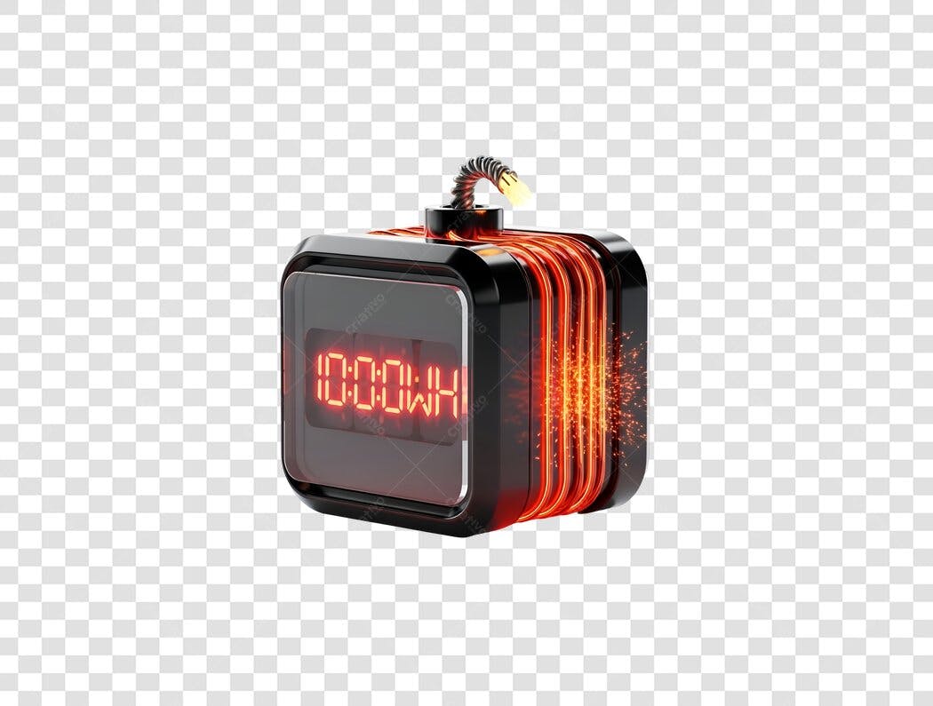 Temporizador digital bomba relógio contagem regressiva com faíscas PNG fundo transparente