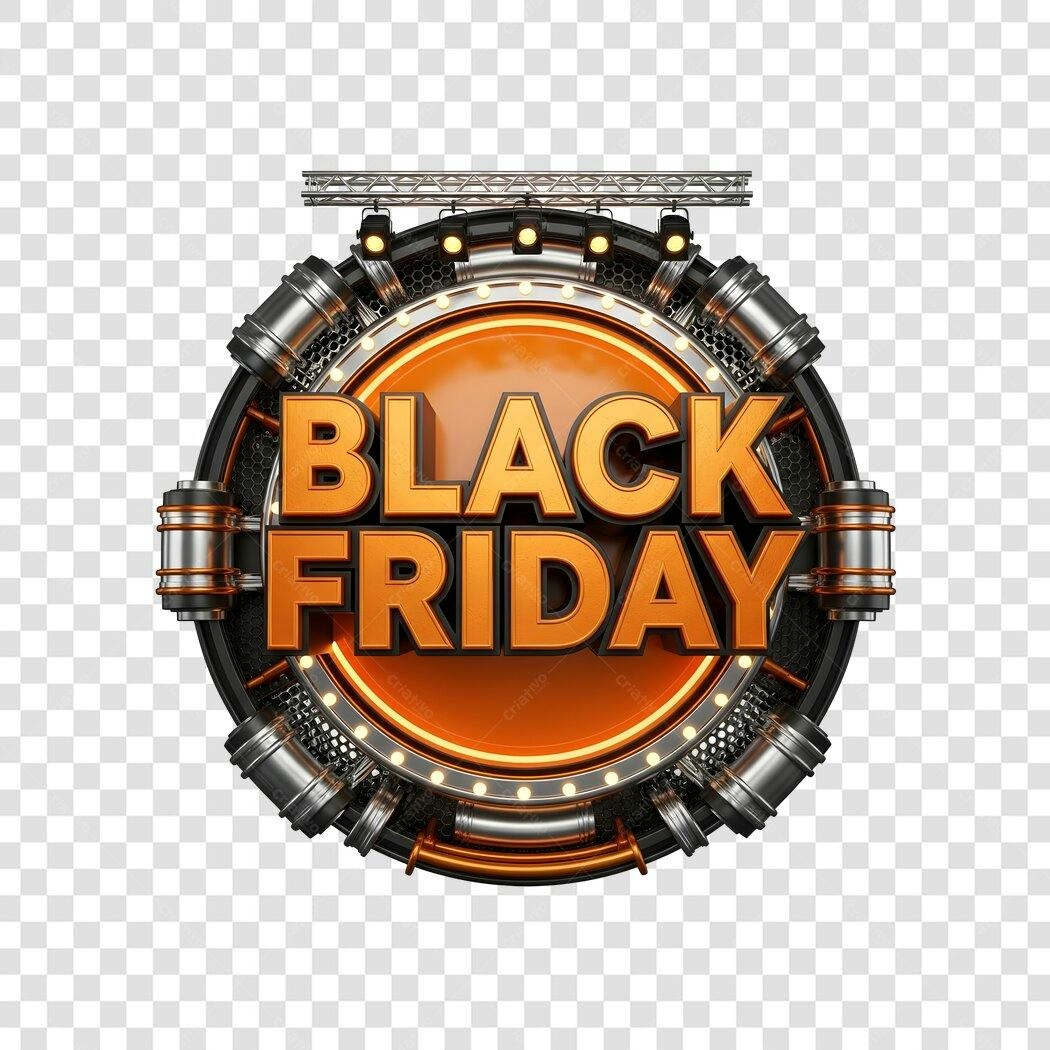 Selo Black Friday 29 de Novembro PNG com fundo transparente estilo industrial 3D